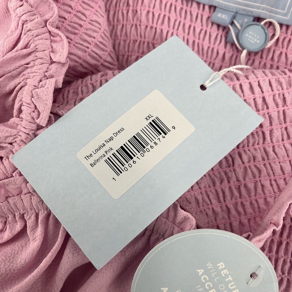 HILL HOUSE The Louisa Nap Dress Ballerina Pink Smocked Short Sleeve XXL NEW - Picture 3 of 5